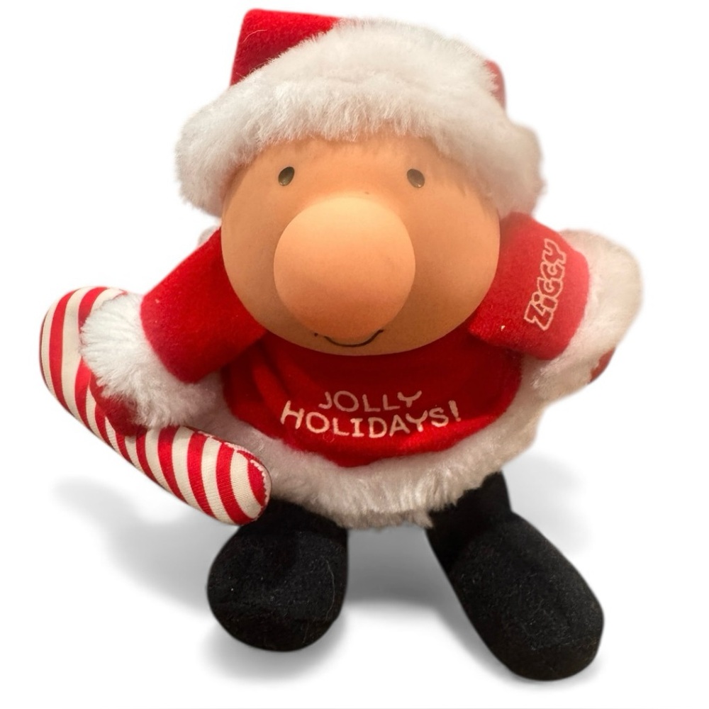 Ziggy Festive Vintage  Holiday Plush with Red and White Candy Cane